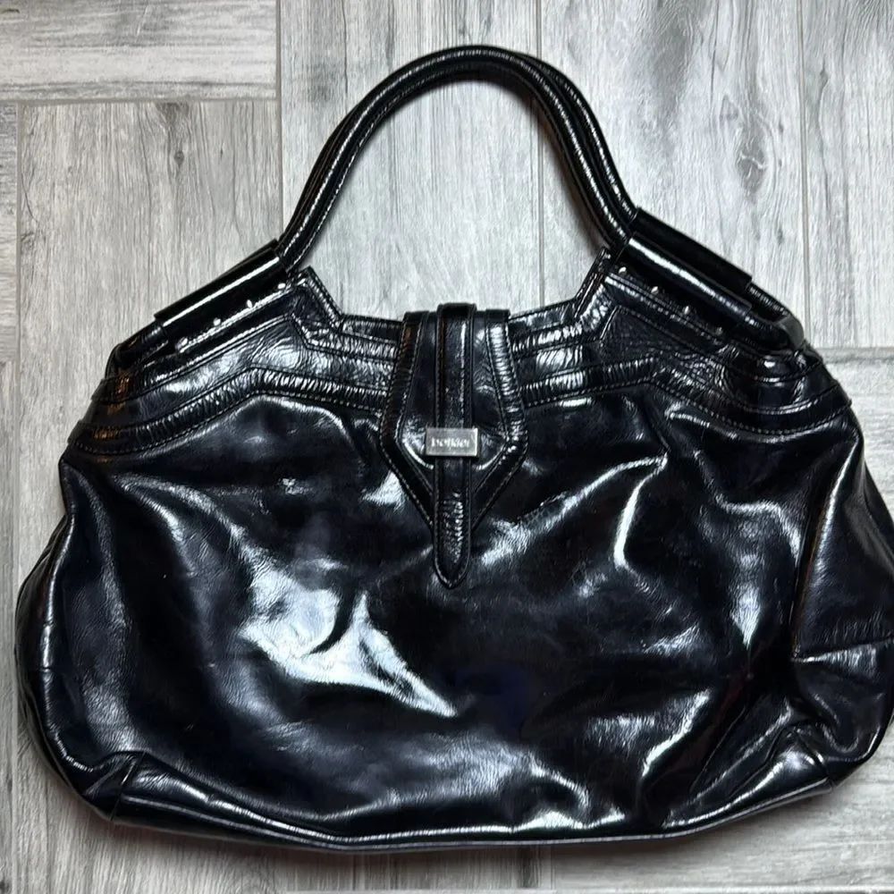 Botkier Ladies Black Double Handle Glossy Hobo Handbag